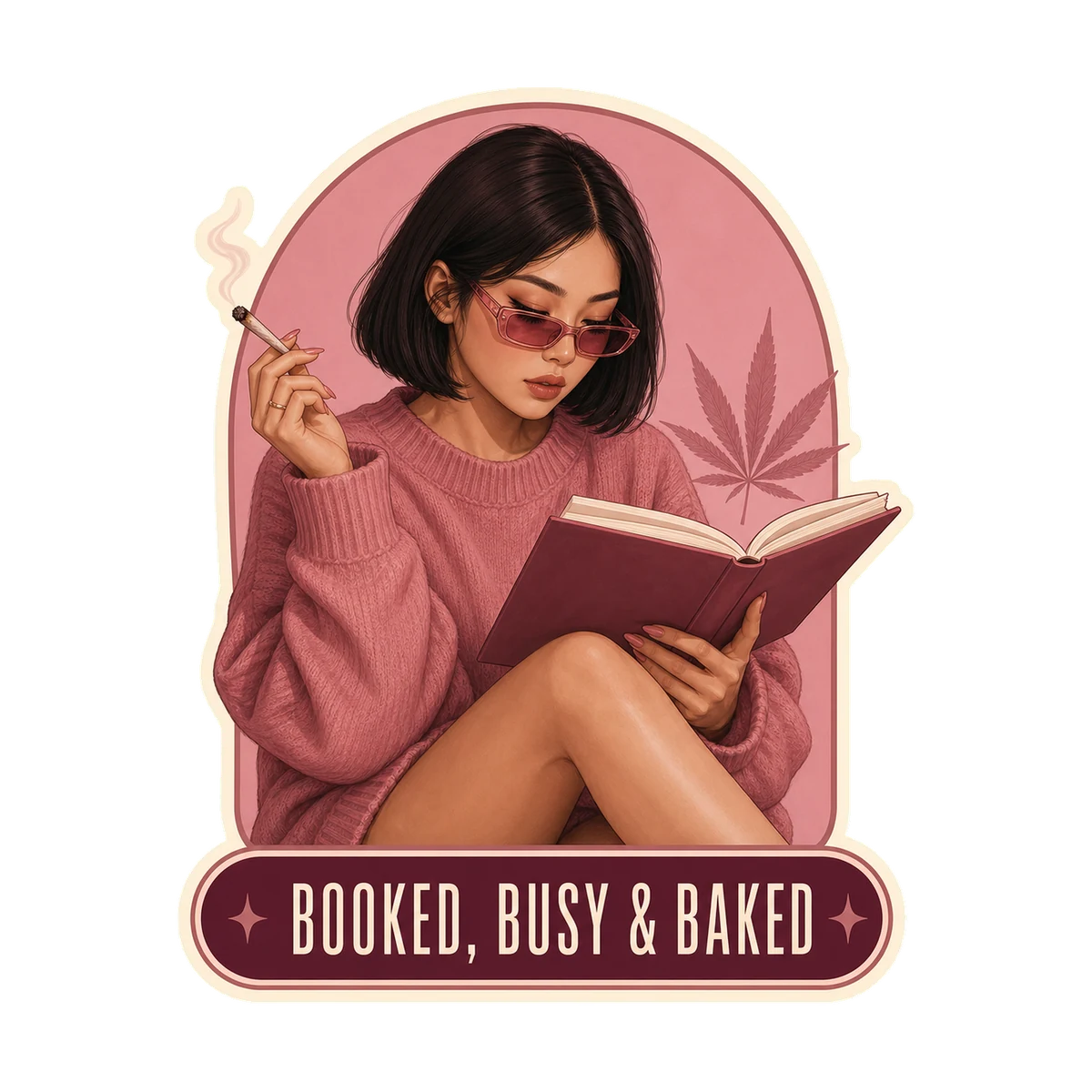 Booked, Busy & Baked — Soft Haze Society cannabis artwork