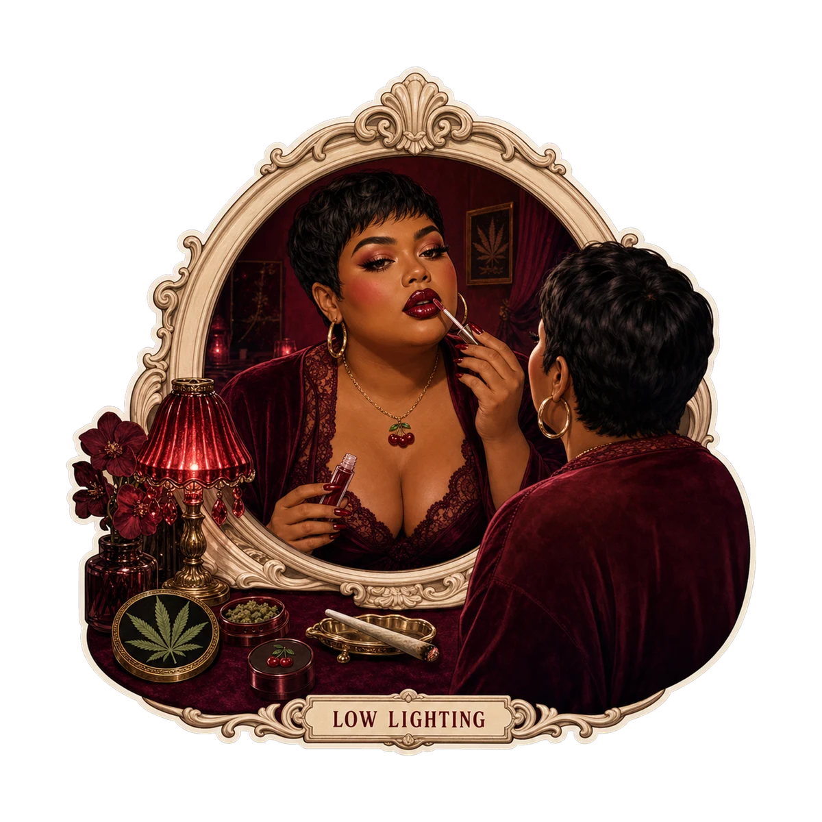 Low Lighting — Cherry Haze Club cannabis artwork
