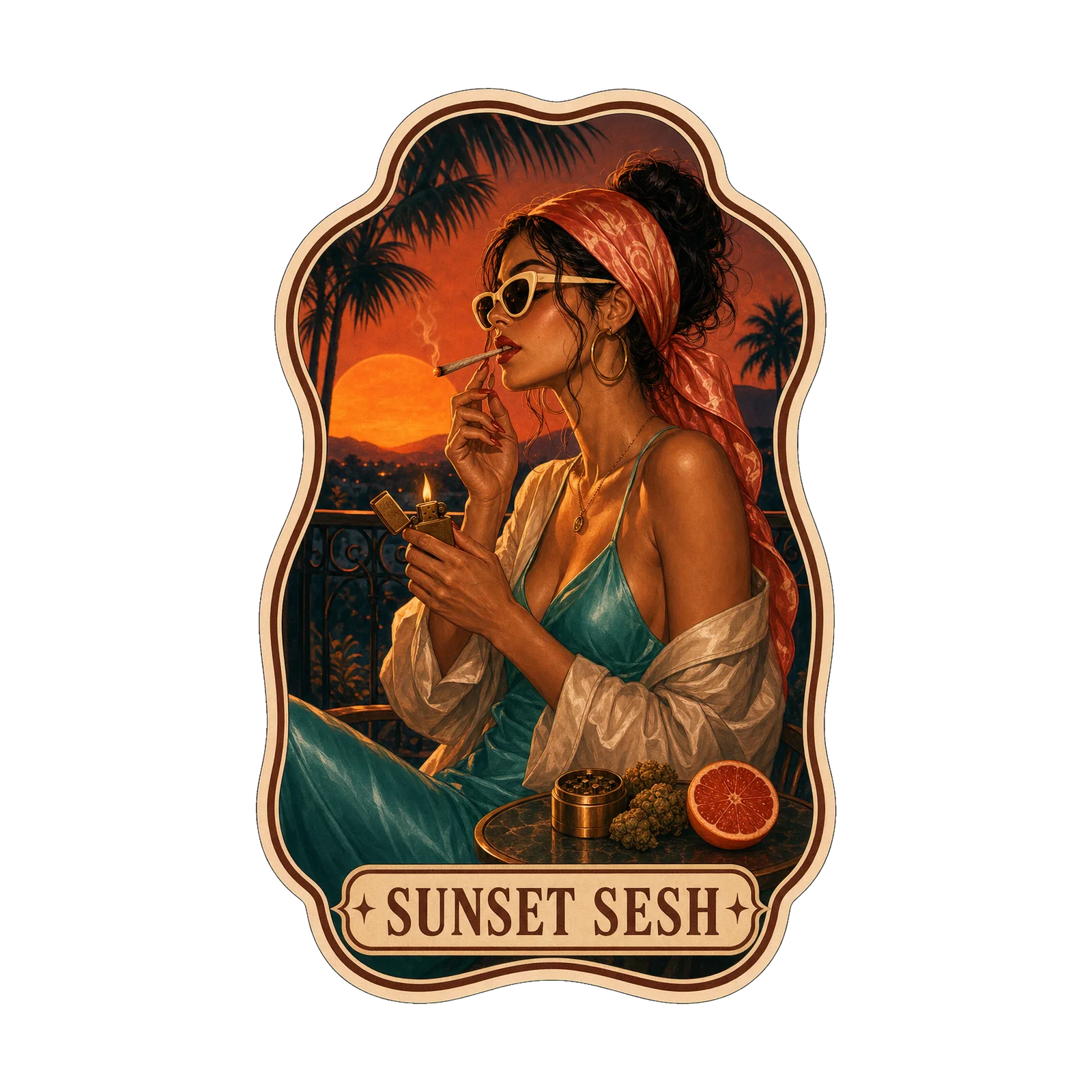 Sunset Sesh — Poolside Haze Club cannabis artwork