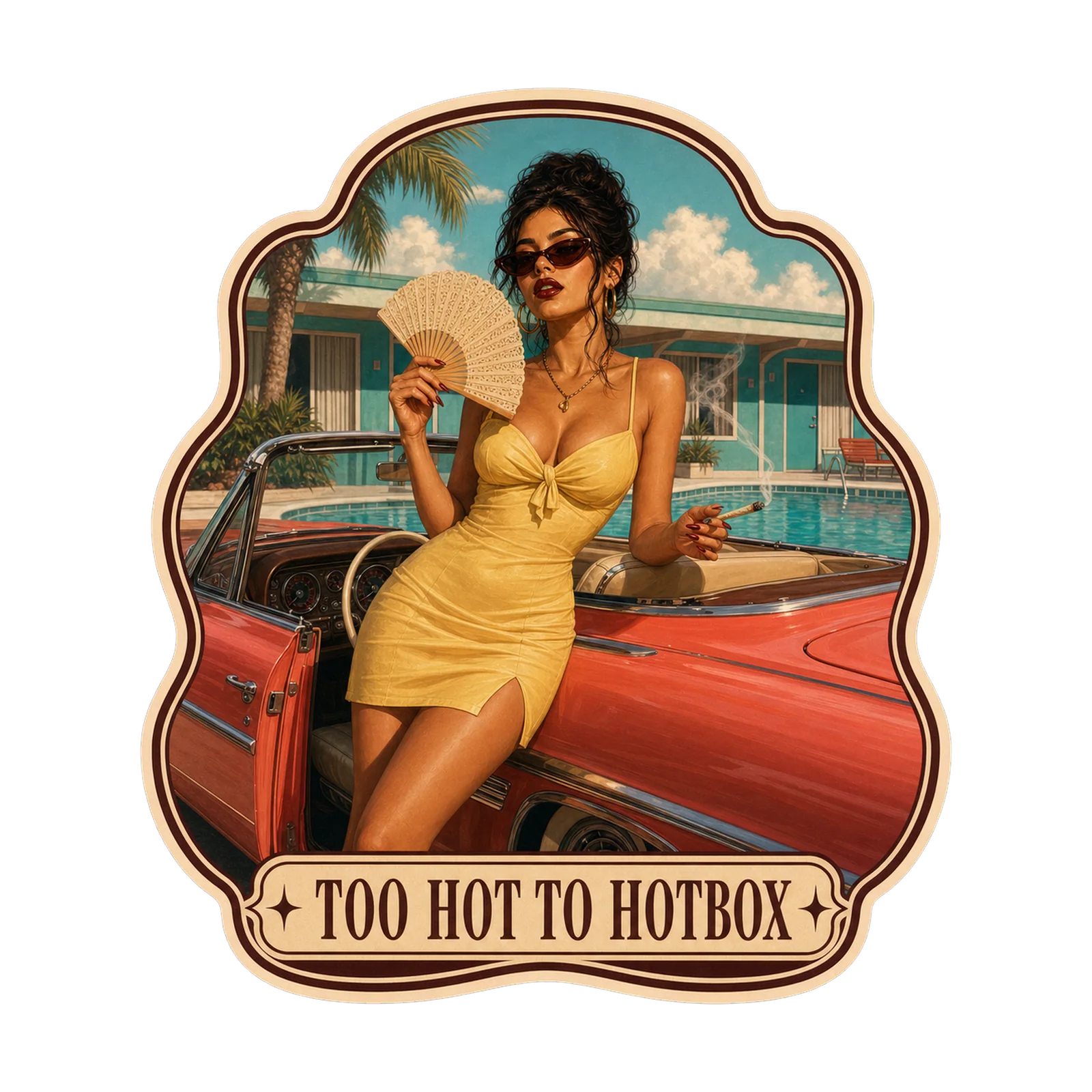 Too Hot to Hotbox — Poolside Haze Club cannabis artwork